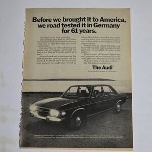 Vintage 1971 Porsche Audi Print Ad German Car Black White Magazine Art 8.25x11